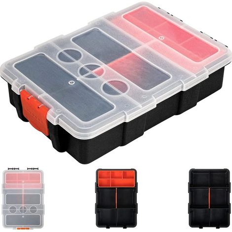 Boîte Outils Vide en Plastique,27x20x6cm,Organiseur Outils,Mallettes de Rangement à Compartimentées,Idéale pour Vis,écrous,Petites Pièces (1/5)