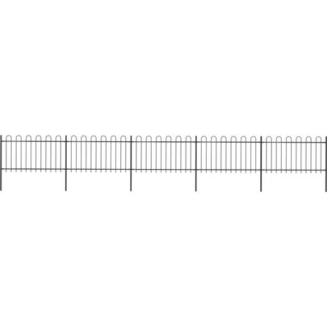 Clôture de jardin,Barrière de jardin,Portail de jardin avec dessus en cerceau Acier 8,5 x 1 m Noir CNENE898346 (1/5)