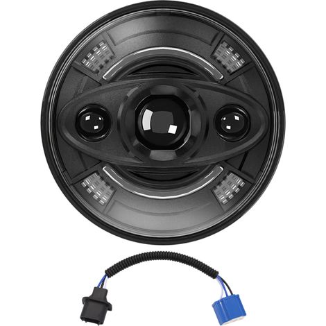 Phare LED voiture 7 pouces rond – Blanc feux route/croisement DRL clignotant ambre Jeep Wrangler JK TJ LJ Chevy Ford Mazda Miata Hummer, 1 pièce (1/5)