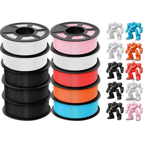 Filamento PLA 3D, 1,75 mm de diámetro, paquete de 10 unidades, compatible con impresoras FDM, PLA Meta Mix-16 10pc (1/2)