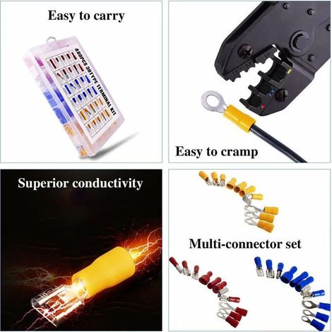 Cosses Electriques pour Voiture, 480 Cosse a Sertir Incluent Bague Bullet Spade Butt Splice) (1/4)