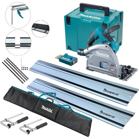 Makita SP001GZ03 MAX XGT 18v Brushless Plunge Cut Saw 2x1.5m Guide Rails + Clamp