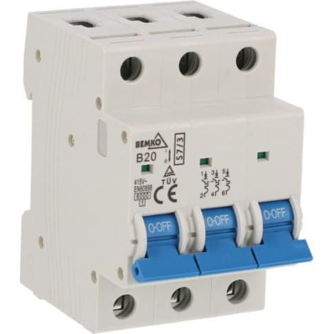 Interruttore automatico 3P B 20A 6kA AC A00-S7-3P-B20