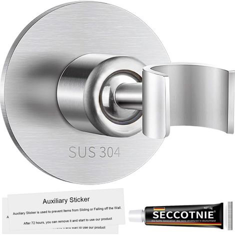 No-drill shower head holder, universal shower holder made of 304 stainless steel, 360° rotating hand shower holder (1/5)