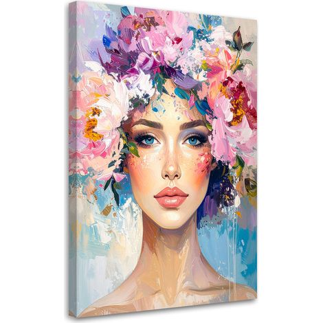 Wandbild Frau mit Blumen auf dem Kopf 40x60 cm (1/5)