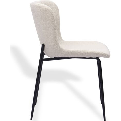 Lot de 2 chaises de salle à manger en tissu blanc avec dossier haut arrondi, assise rembourrée et pieds en métal, style moderne pour repas et bureau - CHICFURN (1/5)