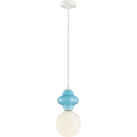 Lampada a sospensione Art Déco ceramica blu Ø15 E14 Italux