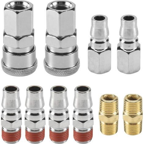 10 raccordi a innesto rapido per tubo flessibile del compressore d'aria da 1/4 di pollice, componenti pneumatici per utensili e attrezzature pneumatiche. (1/4)