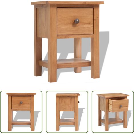 vidaXL Tiroir - Table de chevet 36x30x47 cm Bois de chêne massif (1/5)