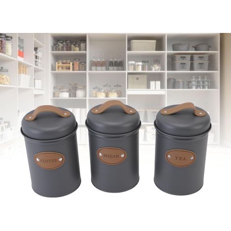 Boîte hermétique de cuisine de stockage alimentaire 3 pièces modèle gris (1/5)