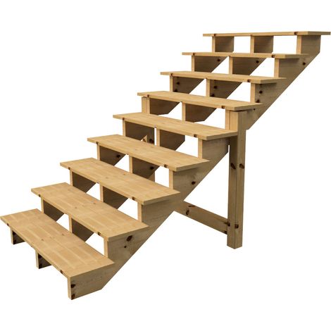 Holztreppe Höhe 156cm 9 Stufen, Breite 120cm, OHNE Setzstufen