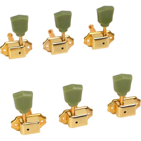 Clé d'accordage guitare électrique acoustique, 6 pièces mécaniques métal plastique semi-étanches, 3 gauche 3 droite, doré, remplacement standard (1/5)