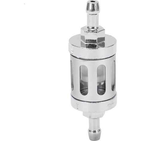 Filtre à carburant avec couvercle en alliage d'aluminium et verre de remplacement pour voitures, quads, SUV, motos et pit bikes (argenté) (1/5)