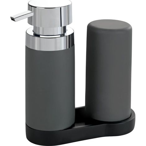 Station de lavage Easy-Squeeze, distributeur liquide vaisselle et distributeur savon liquide, gris, 240 ml, 15 x 18 x 7 cm-Fei Yu (1/5)