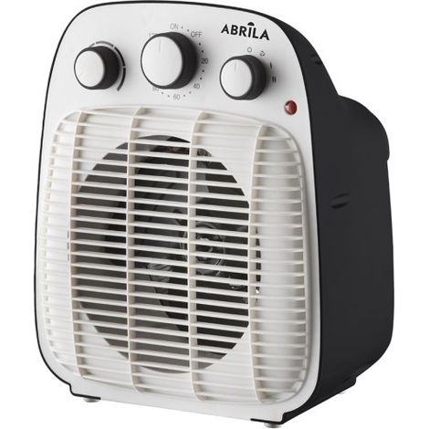 Termoventilador Eléctrico Lesoto Blanco/Negro 2000W 2 Potencias 3 Funciones Temporizador Antivuelco (27x23x15,5cm) (1/2)
