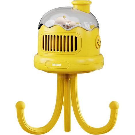 Ventilateur portable for poussette,rechargeable par USB,silencieux,à clipser,sans pales,for enfants (jaune),Ventilateur portable (1/5)