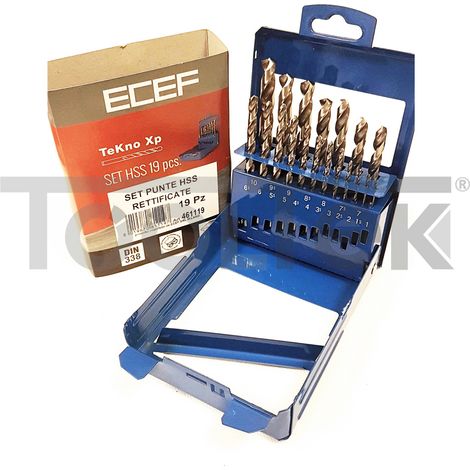 ECEF ITALY SERIE PUNTE HSS 19pz 1-10mm ACCIAIO METALLO FERRO