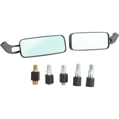 Rétroviseurs moto carrés modifiés 2 pièces, miroirs latéraux anti-éblouissants à verre bleu (1/5)