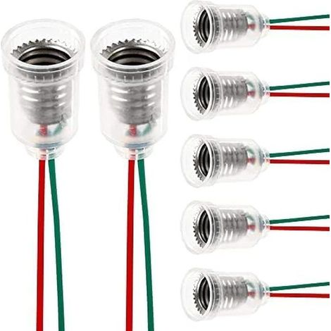 Douilles E10 - Lot de 12 - Plastique ABS et cuivre - Câblées pour LED - Tests et projets électriques (1/5)