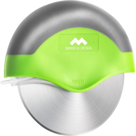 Pizza cutter wheel with protective blade cover,  easy to clean and ergonomic pizza cutter,  dishwasher safe (green) (1/5)