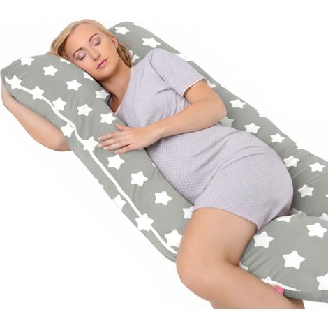 Cuscino per la gravidanza tipo U per dormire sul fianco e per l'allattamento - grigio pan di zenzero (1/5)