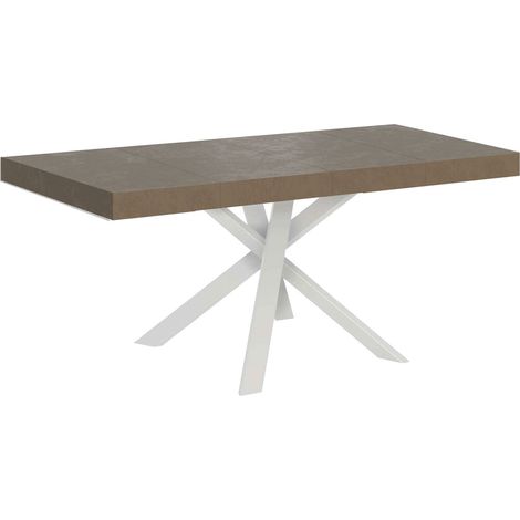 Tavolo Allungabile 90-194x90x76 cm Clerk Premium Tortora Gambe Bianche (1/4)