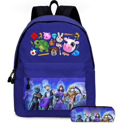 Sac à dos enfant 2 pièces jeu cartoon avec trousse, pour école extérieur voyage camping pique-nique cadeau anniversaire Noël. (1/5)
