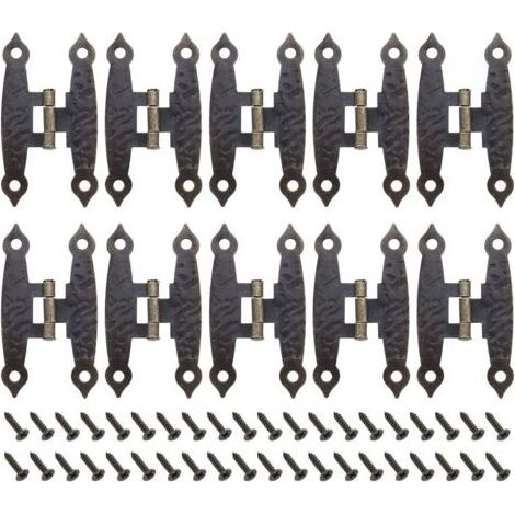 Lot de 10 charnières vintage en métal avec vis - Charnières antiques en forme de H - Accessoires de meubles pour armoires, boîtes à bijoux, étuis en bois - Bronze (1/4)