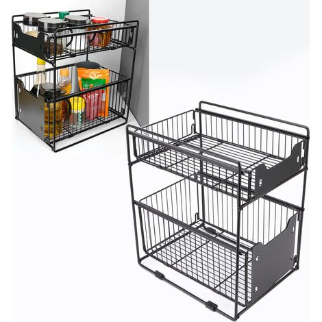 Étagère de rangement de cuisine amovible, porte-épices pour évier, étagère de rangement télescopique de style tiroir pour la cuisine (1/5)