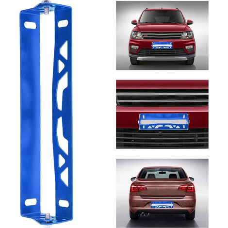 Plaque d'immatriculation universelle en aluminium bleu, cadre réglable pour voiture de course, support de plaque de style tuning. (1/5)