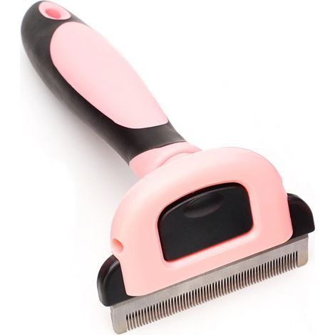 Peine para mascotas para eliminar el pelo suelto, cuchillo para quitar el pelo de perro, peine de entresacar, peine de acero inoxidable de dientes finos (peine de trompeta azul, 43 dientes) (1/5)