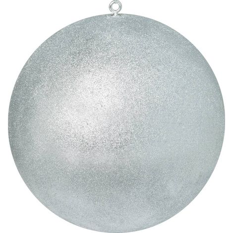 Déco Sapin Boule de Noël XXL D 40 cm Argent pailleté - Feeric Christmas (1/4)