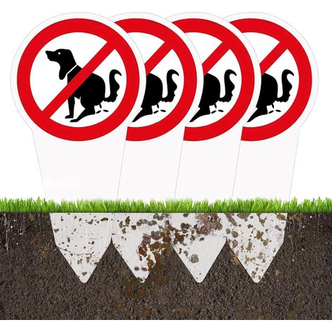 4 Pièces Panneau D'avertissement pour Chien, 15 × 30 cm Panneau Crotte de Chien, Enfichable Panneaux Déjection Canine Interdite, Blanc Panneaux de Qualité Supérieure, pour Jardin, Parc