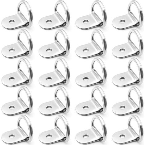 Anneaux D - Acier Inoxydable - 36x25 mm - Trou 4,5 mm - Charge Maximale 100 kg - Pour Arrimage Remorque Machinerie Camping Extérieur - Lot de 20 (1/5)