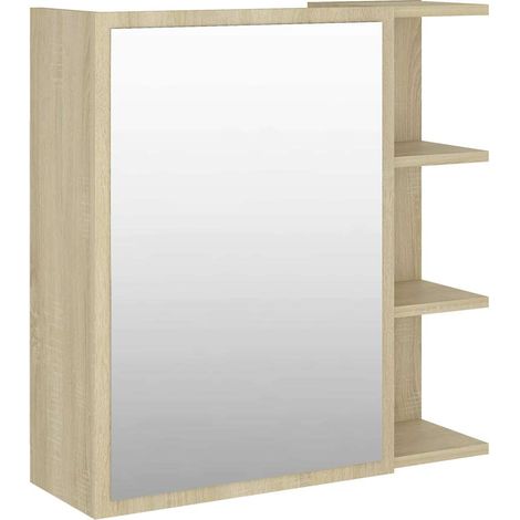 vidaXL Armario espejo baño contrachapada color roble 62,5x20,5x64 cm (1/2)