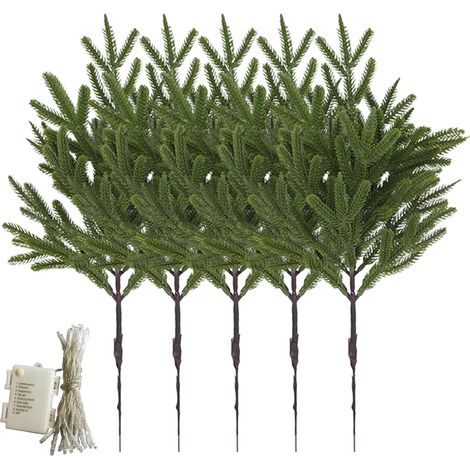 Branches De Pin Lumineuses 5 Pièces Décoration Festive en Feuillage Branches De Noël Illuminées Pour La Les La Maison Les Fêtes Les Rassemblements Les Célébrations En Intérieur Et En (1/5)