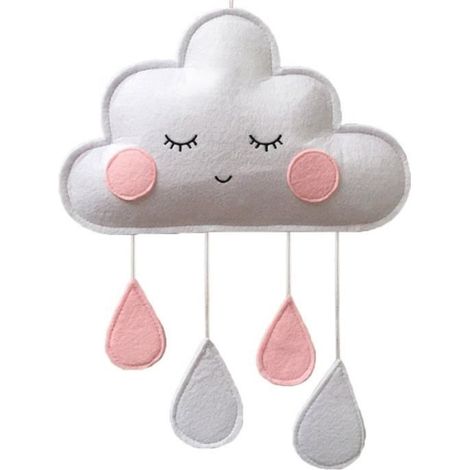 Wanddekoration – Wolken- und Regentropfenanhänger – Moderner Stil – 28 x 50 cm – Baby (1/4)