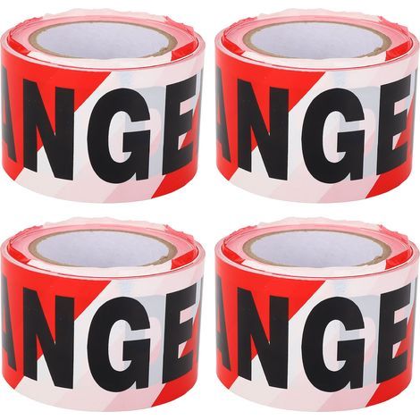 Lot de 4 rouleaux de ruban de signalisation non adhésif, fond rouge et blanc, inscription « Danger » en noir, en PE, résistant à l'eau (1/5)