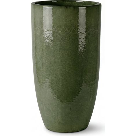 Pot grande taille d'extérieur EIFFEL 37x70cm vert profond, fait main en terre cuite émaillée, résistant au gel (1/5)