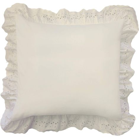 Oeillets Volants Taie d'oreiller Lot de 2 Oreiller, Coton, Ivoire, European (1/4)