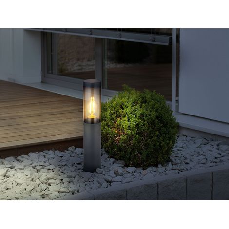 LED Sockelleuchte aus Edelstahl in Anthrazit & Rauchfarben, Höhe 45cm