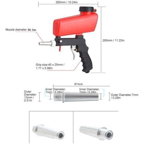 NALOOKAMIC Machine de sablage pneumatique, sableuse portative Industrielle réglable pour projets Professionnels, avec Interrupteur Marche/arrêt de Type Plaque de sécurité (1/3)