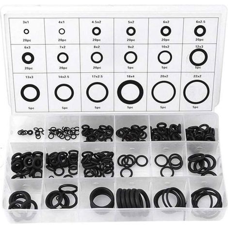 225pc18Tailles étanchéité en Caoutchouc Joint Torique Rondelle Assortiment Set Pour la Réparation Automobile de Véhicule de Voiture (1/5)
