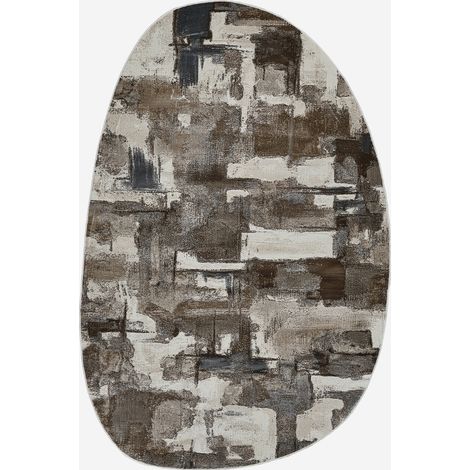 Tappeto moderno ovale effetto 3D marrone salotto Double MAR018 (1/3)