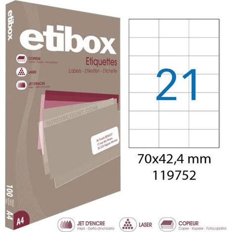 Boite de 2100 étiquettes - Format 70x42.4mm - Etibox - Apli 119752
