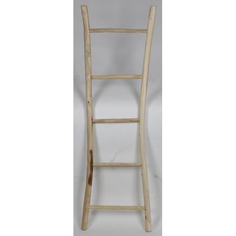 3x Holzleiter Teak Dekoration Handtuchhalter Garderobe Kleider Wand Haushalt (1/5)