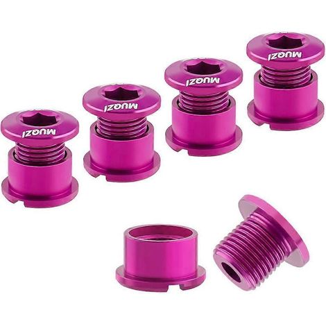 MUQZI Kit de 5 vis de plateau 6,5 mm pour vélos de route et VTT, violet (1/5)