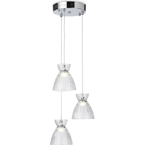 Firstlight Royale Luminaire Royale à 3 lampes chromé avec verre décoratif transparent, 3 LED 993 lm 3000 K
