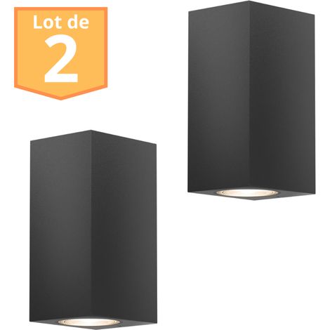 Lot de 2 Appliques RITA GU10 2x35W Gris Aluminium IP44 (1/3)