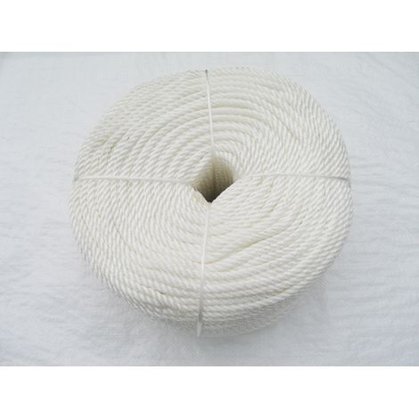 8MM x 220 Metre Coil, White, 3 Strand Nylon Rope - Boat Marine Yacht Anchor